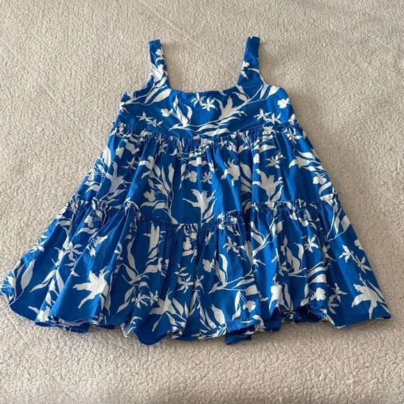 Petal & Pup Cotton Blue and White Floral Babydoll Dress XS - Picture 3 of 8